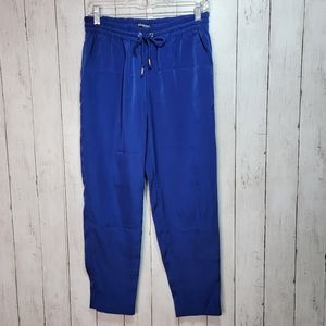 Express Women's Royal Blue Elastic Waist Pants Pockets Drawstring Size XS.
